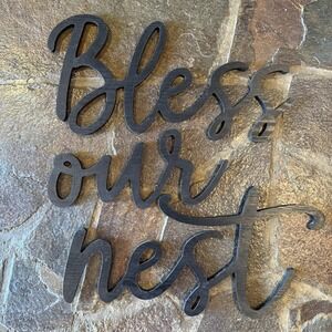 Bless Our Nest Wooden Cutout Script Cursive Letters Wall Hanging 3pc Spring Shop